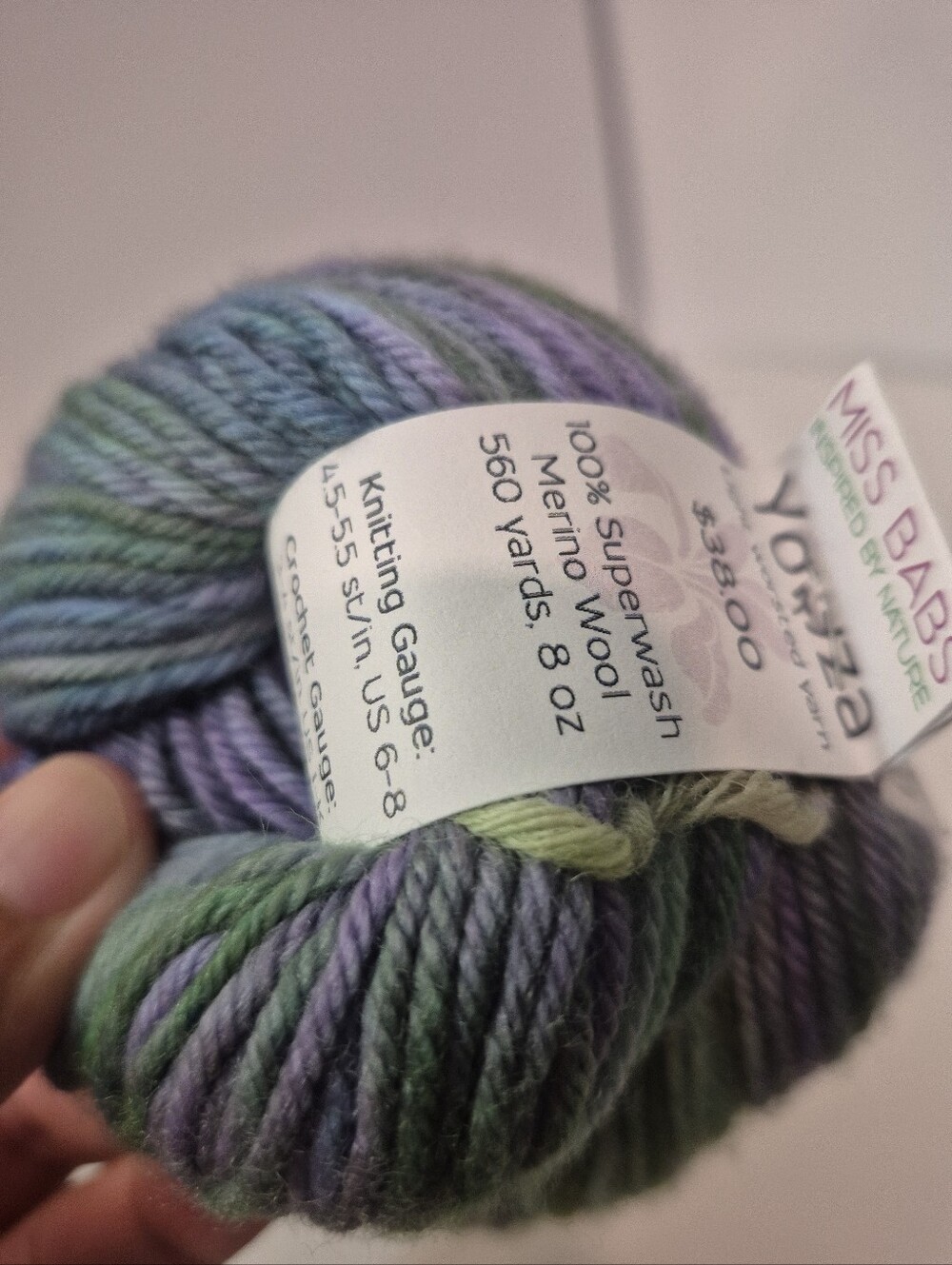 MISS BABS Yowza Light Worsted Yarn Merino Wool Wild Iris Knitting Crochet Yarn
